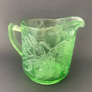 JEANNETTE Depression Green Floral Poinsettia Glass